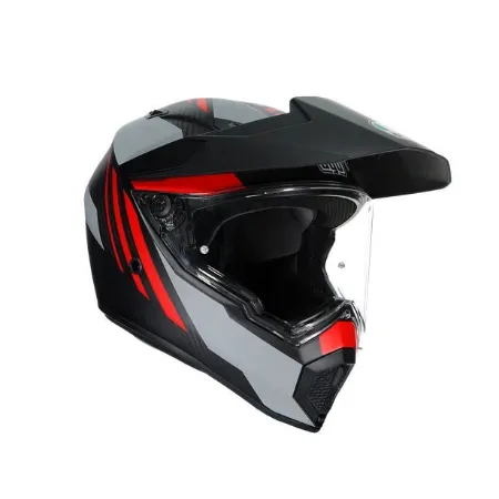 Agv AX-9 Multi Refractive ADV Carbon Motosiklet Kaskı Gri Kırmızı resmi