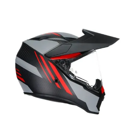 Agv AX-9 Multi Refractive ADV Carbon Motosiklet Kaskı Gri Kırmızı resmi