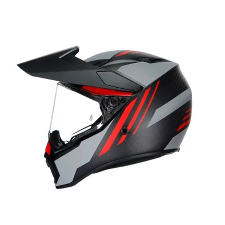 Agv AX-9 Multi Refractive ADV Carbon Motosiklet Kaskı Gri Kırmızı resmi