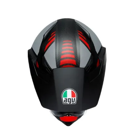 Agv AX-9 Multi Refractive ADV Carbon Motosiklet Kaskı Gri Kırmızı resmi