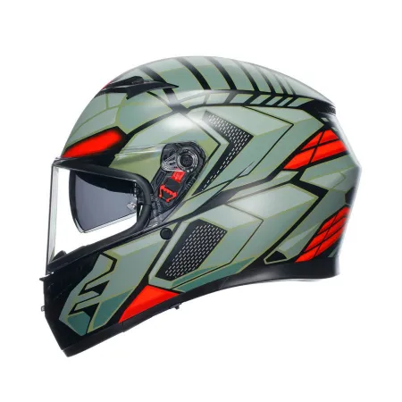 AGV K3 Decept Kapalı Motosiklet Kaskı Yeşil Kırmızı resmi