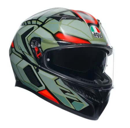 AGV K3 Decept Kapalı Motosiklet Kaskı Yeşil Kırmızı resmi